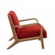 Spice Red Fabric & Elm Wood Finish Lounge Chair
